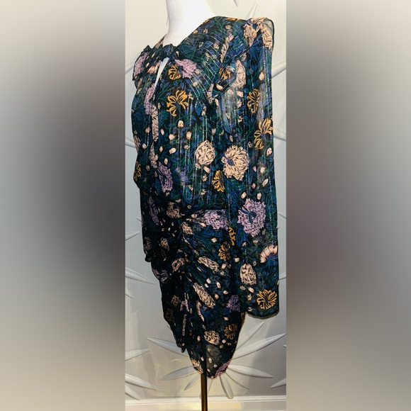 NWT Veronica Beard SZ 8 black/pink multicolor “Peppa” floral silk dress/bust 42” - Picture 9 of 11